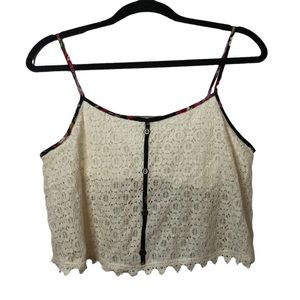 Paper Crane Floral Lace Crop Top, L